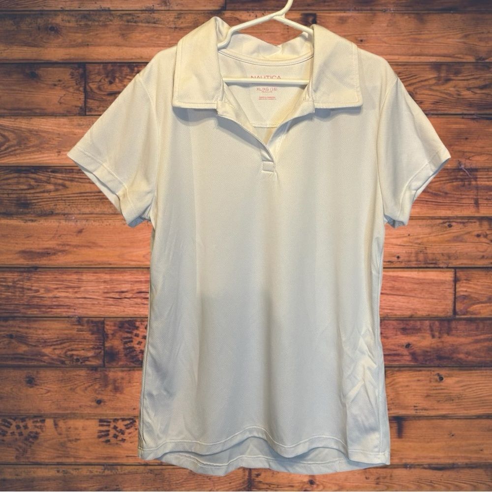 5 for $25🔥Nautica School Uniform White Polo Dress Shirt Girls XL (16)